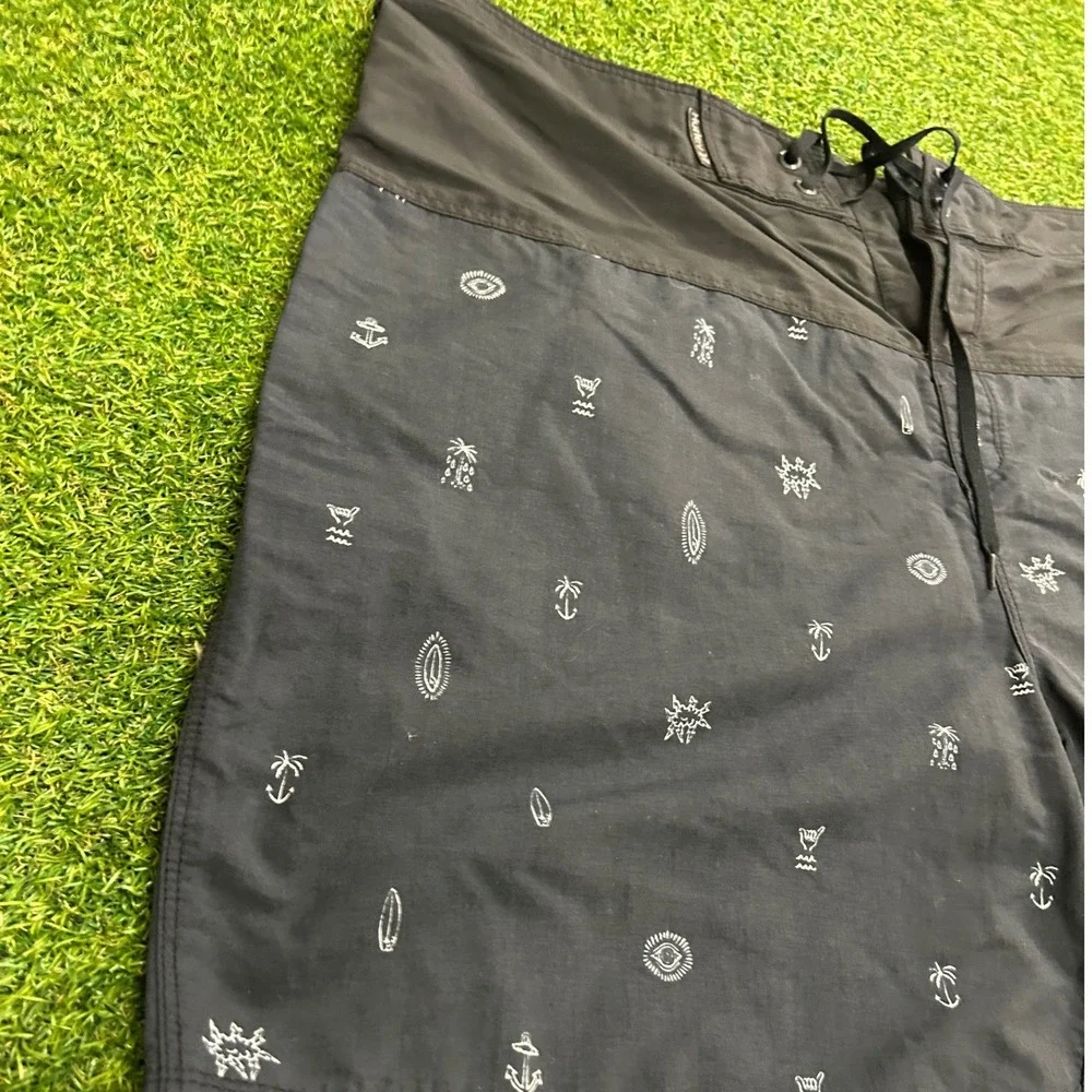 Hurley Phantom Board Shorts Mens 38 Black Charcoal Tropical Anchor Print Swim